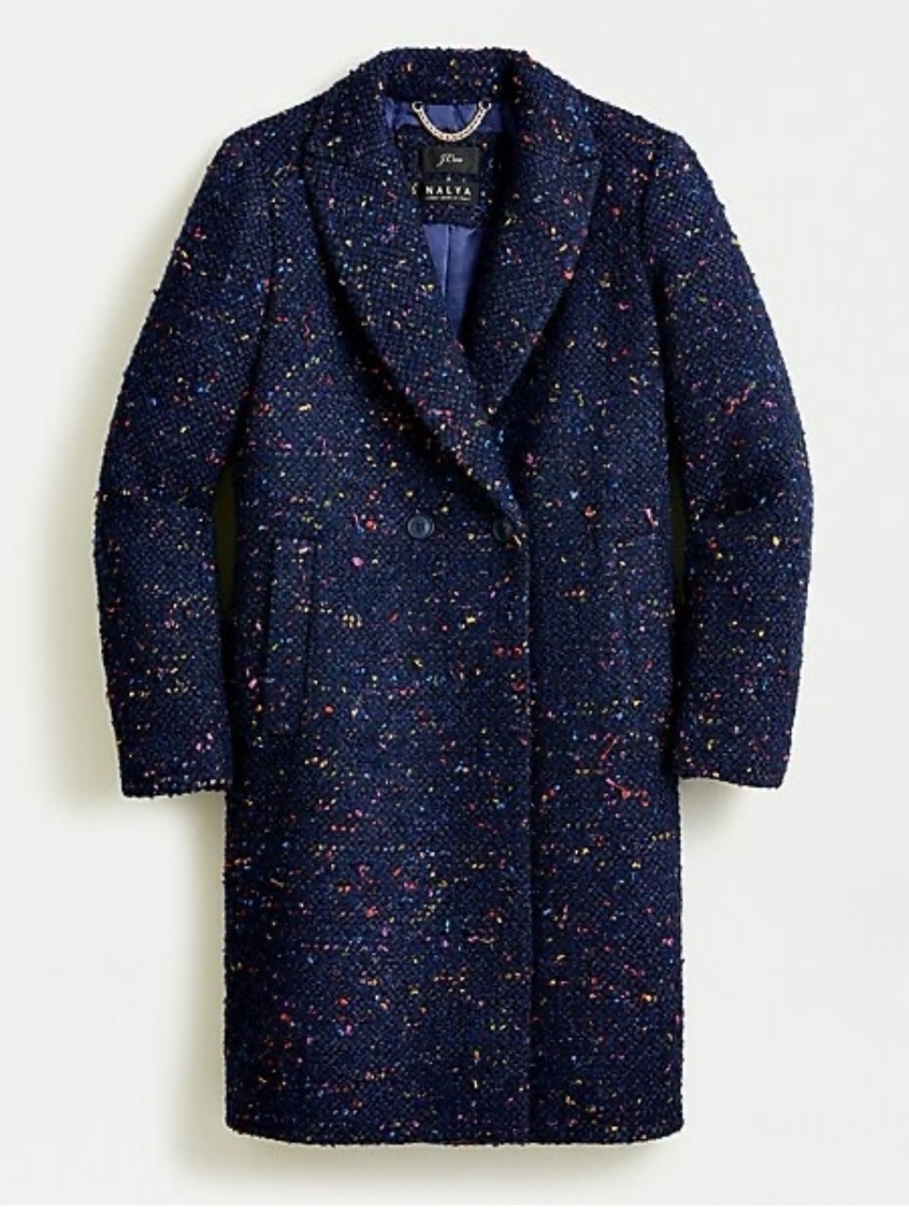 J.Crew Nalya Italian Tweed Wool Navy Topcoat 2